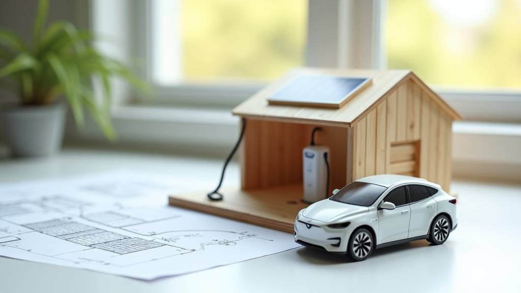Borne de recharge sous carport avec panneau solaire en arrière-plan
