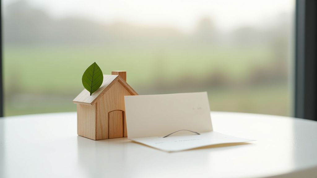 Illustration d'une maison avec des symboles d'économie d'énergie et le logo de la région Normandie