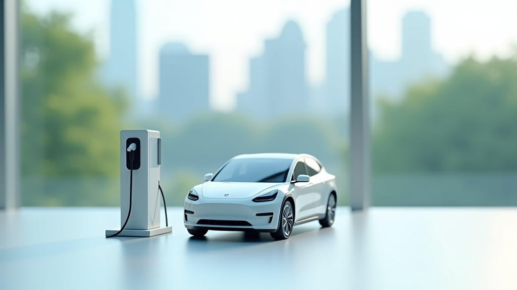 Véhicule électrique branché sur une borne de recharge