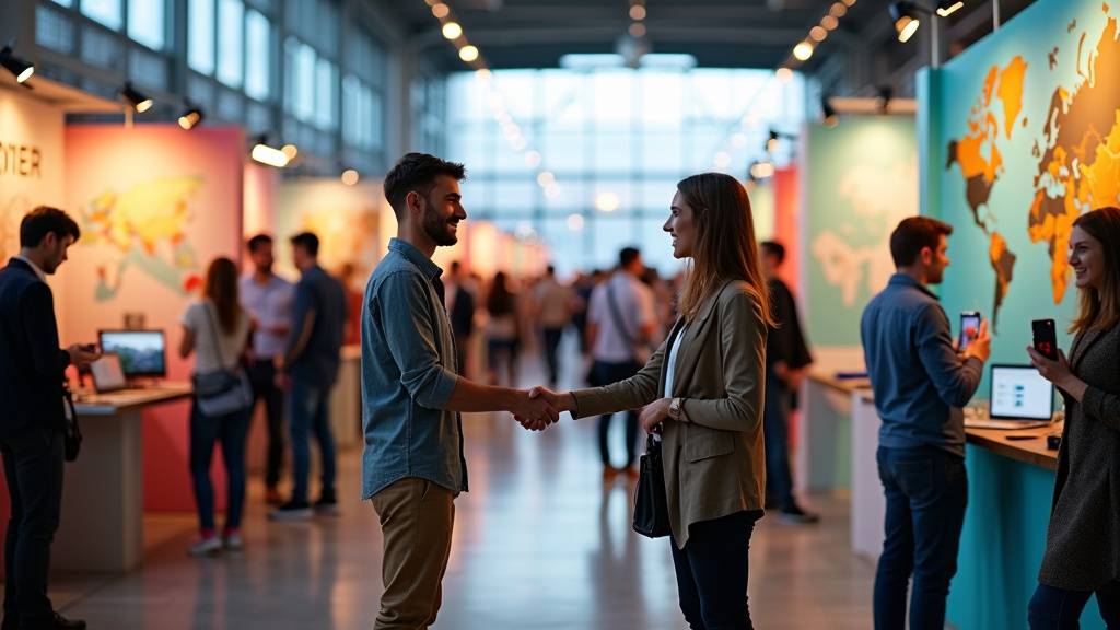 Salon professionnel du tourisme avec stands et conférences